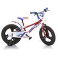 Kinderfahrrad DINO "Mountainbike" Gr. 30, rot, Fahrräder, Kinder, 30cm, 16 Zoll (40,64cm), mit Stützrädern, Frontschild und coolen Schutzblechen