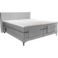 Boxspringbett ALINA "Powell", grau (silbergrau dmo 29), Komplettbetten, Samt, Liegefläche B/L: 180cm x 200cm, Gewicht bis: 80 kg + 80 kg H2 + H2, 5-Zonen-Tonnentaschen-Federkernmatratze, Samt DMO (100% Polyester) Boxspringbett inkl. Motor, Matratze und Topper, in unterschiedlichen Ausführungen