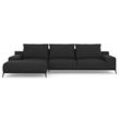 Ecksofa MACHALKE "lorenzo, L-Form" Sofas Gr. B/H/T: 336 cm x 90 cm x 100 cm, Leder RUSTICO, Recamiere links, schwarz (blackcoffee rustico) Leder-Ecksofas