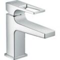 Waschtischarmatur HANSGROHE "Metropol" Armaturen Gr. H/T: 15,6 cm x 16,8 cm, silberfarben (chrom) Waschtischarmaturen 10cm, mit Bügelgriff für Handwaschbecken Push-Open Ablaufgarnitur