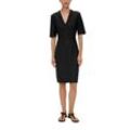 Minikleid S.OLIVER BLACK LABEL Gr. 48, N-Gr, grau (grau, schwarz), Damen, Obermaterial: 47% Polyester, 47% Viskose, 6% Elasthan, unifarben, Kleider, in Mini-Länge