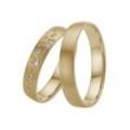 Trauring FIRETTI "Schmuck Geschenk Gold 375 Hochzeit Ehering "LIEBE" Sterne" Fingerringe Gr. 16,5, ohne Brillanten, Gelbgold 585, 4mm, goldfarben (gelbgoldfarben) Made in Germany, wahlweise mit oder ohne Brillanten