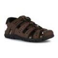 Sandale GEOX "UOMO SANDAL STRADA C" Gr. 41, braun (dunkelbraun, schwarz), Herren, Lederimitat, Textil, Schuhe, Sommerschuh, Klettschuh, Outdoorsandale, mit Lederfußbett