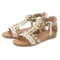 Sandale LASCANA Gr. 36, beige Damen Schuhe Sandalette, Sommerschuh mit Riemchen im Festival-Look VEGAN