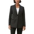 Longblazer S.OLIVER BLACK LABEL, Damen, Gr. 34, schwarz, Web, Obermaterial: 47% Polyester, 47% Viskose, 6% Elasthan. Futter: 51% Viskose, 49% Polyamid, unifarben, elegant, figurumspielend hüftbedeckend, V-Ausschnitt, Langarm Manschette, Blazer, mit extravaganten 4-Knopf-Manschetten an den Ärmeln