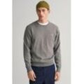 Rundhalspullover GANT "CLASSIC COTTON C-NECK" Gr. XL, grau (dunkelgrau melange), Herren, Strick, Jersey, Obermaterial: 100% Baumwolle, meliert, Pullover, Premium Strickpullver aus weicher 100% Baumwolle, Übergangspullover