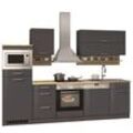 Küchenzeile grau MARANELLO-03 inkl. E-Geräte, Anthrazit Hochglanz 280 cm mit E-Geräten B x H x T ca. 280 x 200 x 60cm