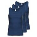 Ammann Unterhemd 3er Pack Jeans Feinripp (Spar-Set, 3-St) Unterhemd / Tanktop - Baumwolle - Im sportlich-klassischem Schnitt, blau