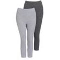 2 Damen 3/4-Leggings unifarben