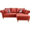 Ecksofa HOME AFFAIRE "Tassilo L-Form", orange (koralle), B:262cm H:95cm T:198cm, 100% Polyester, Sofas