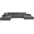 Wohnlandschaft OTTO PRODUCTS "Finnja, U-Form", grau (dunkelgrau), B:371cm H:83cm T:210cm, Struktur fein: aus recycleten PET-Flaschen (100% PES), Sofas, Wohnlandschaft