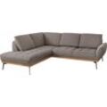 Ecksofa GUIDO MARIA KRETSCHMER HOME & LIVING "Palic, L-Form" Sofas Gr. B/H/T: 241cm x 87cm x 206cm, Webstoff Premium, Ottomane links, weiß (salz, pfeffer)