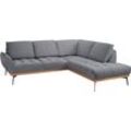 Ecksofa GUIDO MARIA KRETSCHMER HOME & LIVING "Palic, L-Form" Sofas Gr. B/H/T: 241cm x 87cm x 206cm, Velours, Ottomane rechts, grau