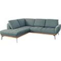 Ecksofa GUIDO MARIA KRETSCHMER HOME & LIVING "Palic, L-Form" Sofas Gr. B/H/T: 241cm x 87cm x 206cm, Webstoff Premium, Ottomane links, blau (blau, grün)