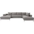 Wohnlandschaft OTTO PRODUCTS "Finnja, U-Form", grau (hellgrau), B:371cm H:83cm T:210cm, Struktur fein: aus recycleten PET-Flaschen (100% PES), Sofas, Wohnlandschaft