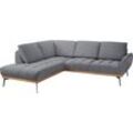 Ecksofa GUIDO MARIA KRETSCHMER HOME & LIVING "Palic, L-Form" Sofas Gr. B/H/T: 241cm x 87cm x 206cm, Velours, Ottomane links, grau Bestseller