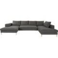 Wohnlandschaft OTTO PRODUCTS "Finnja, U-Form", grau, B:371cm H:83cm T:210cm, Luxus-Microfaser: aus recycleten Textilien (100% PES), Sofas, Wohnlandschaft