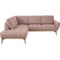 Ecksofa GUIDO MARIA KRETSCHMER HOME & LIVING "Palic, L-Form" Sofas Gr. B/H/T: 241cm x 87cm x 206cm, Webstoff Premium, Ottomane links, rosa (rosabraun)