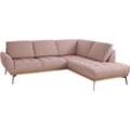 Ecksofa GUIDO MARIA KRETSCHMER HOME & LIVING "Palic, L-Form" Sofas Gr. B/H/T: 241cm x 87cm x 206cm, Webstoff Premium, Ottomane rechts, rosa (rosabraun)