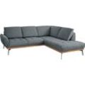 Ecksofa GUIDO MARIA KRETSCHMER HOME & LIVING "Palic, L-Form" Sofas Gr. B/H/T: 241cm x 87cm x 206cm, Webstoff, Ottomane rechts, blau (denim)