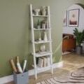 York 5 Tier Ladder Shelf Unit Bookcase Shelving Display Stand Rack Storage, White