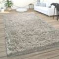 Paco Home - Hochflor Teppich Wohnzimmer Shaggy Pastell Einfarbig Weich Flauschig Grau ø 120 cm Rund