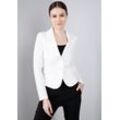 Kurzblazer IMPERIAL "IMP-J S24ABE" Gr. L (40), weiß (latte 1140), Damen, Web, Obermaterial: 60% Viskose, 35% Polyamid, 5% Elasthan, unifarben, leicht glänzend, clean, gepflegt, Blazer, im Athleisure Look