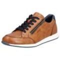 Sneaker RIEKER Gr. 42, braun, Herren, Leder, Schuhe, in sportivem Look, Freizeitschuh, Halbschuh, Schnürschuh