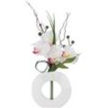 Atmosphera - Vase künstliche Orchideen weiß Keramikvase H44cm - Weiß rosa - Model 2