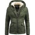 Winterjacke NAVAHOO "Megan" Gr. S (36), grün (olivgrün) Damen Jacken Winterjacken stylische Steppjacke mit Teddyfutter