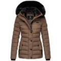 Steppjacke NAVAHOO "Milianaa" Gr. M (38), grau (taupe) Damen Jacken Edle Winterjacke mit weicher Kunstfell-Kapuze