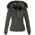 Steppjacke NAVAHOO "Chloe" Gr. S (36), grün (olive), Damen, Obermaterial: 100% Polyester; Innenmaterial: 100% Polyester; Futter: 100% Polyester; Kunstfell: 90% Polyacryl, 10% Polyester, Jacken, hochwertige Winterjacke mit abnehmbarer Kapuze