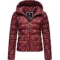 Steppjacke RAGWEAR "Tiasa", Damen, Gr. L (40), rot (weinrot), Oberstoff: 100% Nylon, Futter: 100% Polyester, Wattierung: 100% Polyester, Ärmelfutter: 100% Polyester, modisch, tailliert hüftlang, Langarm Ärmel ohne Ärmelschlitz elastischer Bund, Jacken, Geblümte Winterjacke mit Kapuze