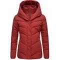 Anorak RAGWEAR "Natesa Intl.", Damen, Gr. L (40), rot, Außenmaterial: 100% Polyester, Innenfutter: 100% Polyester, Wattierung: 100% Polyester, modisch, tailliert hüftbedeckend, Langarm Ärmel ohne Ärmelschlitz Strickbündchen, Jacken, stylische Winterjacke mit V-Steppung und Kapuze