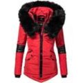 Winterjacke NAVAHOO "Nirvana" Gr. S (36), rot Damen Jacken edle Steppjacke m. schwarzem Kunstpelzkragen