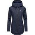 Outdoorjacke RAGWEAR "Zuzka", Damen, Gr. L (40), blau (hellmarine), Außenmaterial: 100% Polyester, Innenfutter: 100% Polyester, casual, tailliert Po-bedeckend, hoch geschlossener Ausschnitt, Langarm mit Knöpfen,Ärmel mit Ärmelschlitz normaler Saum krempelbar,mit Druckknopf,mit Schlitz, Jacken, stylische Übergangsjacke mit großer Kapuze