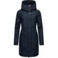 Wintermantel RAGWEAR "Jannisa" Gr. L (40), blau (navy) Damen Mäntel stylischer Winterparka mit Kapuze