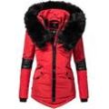 Winterjacke NAVAHOO "Nirvana" Gr. L (40), rot, Damen, Oberstoff: 100% Polyester, Futter: 100% Polyester, Wattierung: 100% Polyester, Ärmelfutter: 100% Polyester, Kunstpelz: 90% Polyacryl, 10% Polyester, kontrastfarbene Details, Jacken, edle Steppjacke m. schwarzem Kunstpelzkragen