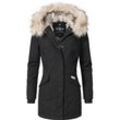 Wintermantel NAVAHOO "Cristal" Gr. L (40), schwarz, Damen, Oberstoff: 65% Polyester, 35% Baumwolle, Futter: 100% Polyester, Wattierung: 100% Polyester, Ärmelfutter: 100% Polyester, Kunstpelz: 90% Polyacryl, 10% Polyester, Mäntel, stylischer Damen Winterparka mit Kunstfell-Kapuze