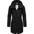 Parka RAGWEAR "Canny", Damen, Gr. M (38), blau (schwarz), Obermaterial: 65% Polyester, 35% Baumwolle, Innenfutter: 100% Polyester, modisch, figurumspielend Po-bedeckend, Langarm mit Knöpfen normaler Saum mit Druckknopf,verstellbar, Jacken, stylische Übergangsjacke mit großer Kapuze