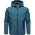 Softshelljacke RAGWEAR "Shellwie" Gr. L (52), blau (petrol) Herren Jacken Wasserdichte Übergangsjacke mit Kapuze