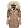 Wintermantel NAVAHOO "Cristal" Gr. L (40), grau (taupe) Damen Mäntel stylischer Winterparka mit Kunstfell-Kapuze