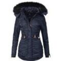 Steppmantel NAVAHOO "Schätzchen" Gr. M (38), blau Damen Mäntel warmer Winterparka mit Kunstfellkapuze