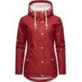 Regenjacke RAGWEAR "Marge", Damen, Gr. L (40), rot (cherryrot), Obermaterial: 100% Polyester, Futter: 100% Polyester, Wattierung: 100% Polyester, casual, tailliert Po-bedeckend, hoch geschlossener Ausschnitt, Langarm Ärmel ohne Ärmelschlitz normaler Saum, Jacken, warm gefütterter Damen Winter Regenmantel