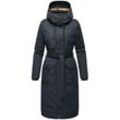 Wintermantel NAVAHOO "Hokulanii", Damen, Gr. M (38), blau (navy), Obermaterial: 100% Polyester, Futter: 100% Polyester, Wattierung: 100% Polyester, Ärmelfutter: 100% Polyester, casual, figurumspielend knielang, Langarm mit Knöpfen,verstellbar Rippbündchen mit Druckknöpfen,verstellbar, Mäntel, Langer Winter Damenmantel mit Taillengürtel