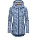 Outdoorjacke RAGWEAR "Zuzka Ikat" Gr. M (38), blau (indigo) Damen Jacken stylische Übergangsjacke mit großer Kapuze