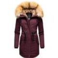 Wintermantel NAVAHOO "Bombii" Gr. XS (34), rot (weinrot) Damen Mäntel stylischer Winterparka mit Kunstfell-Kapuze