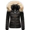 Winterjacke MARIKOO "Lerikaa" Gr. L (40), schwarz Damen Jacken Winterjacken Winter Steppjacke mit abnehmbarem Kunstfell