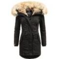 Wintermantel NAVAHOO "Bombii" Gr. XS (34), schwarz, Damen, Oberstoff: 100% Baumwolle, Futter: 100% Polyester, Wattierung: 100% Polyester, Ärmelfutter: 100% Polyester, Kunstpelz: 90% Polyacryl, 10% Polyester, clean, Mäntel, stylischer Damen Winterparka mit Kunstfell-Kapuze