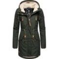 Wintermantel RAGWEAR "Elsie" Gr. M (38), grün (flaschengrün) Damen Mäntel stylischer Winterparka mit Kapuze und Teddyfleece